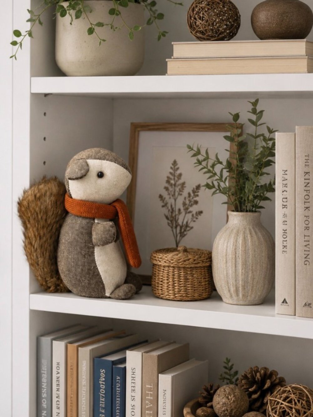 COPY - Tweed Plush Squirrel 8 1/2" High Furry Tail